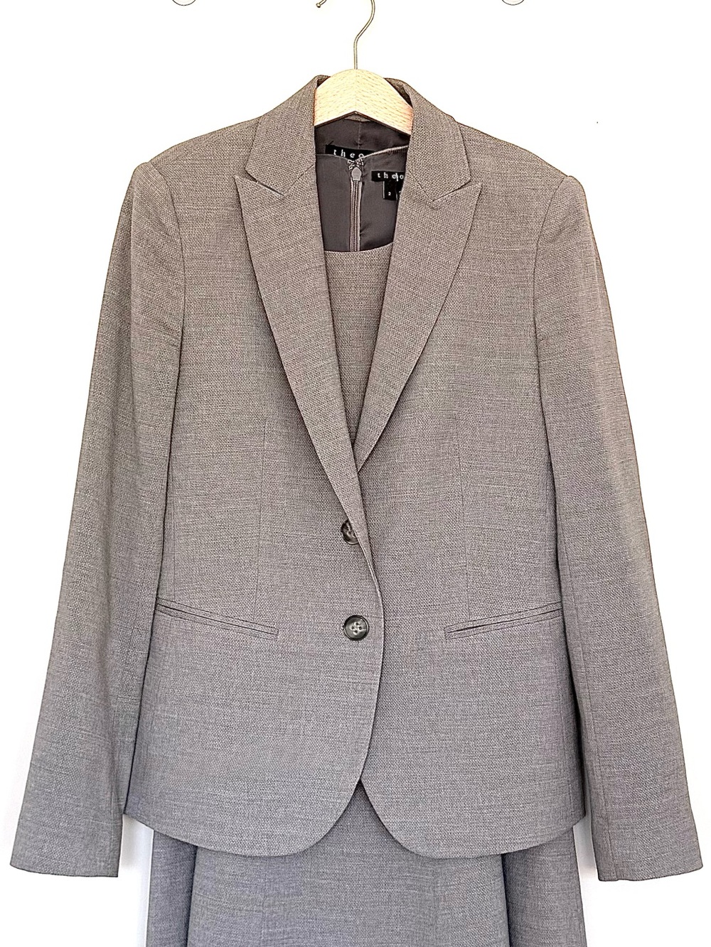 Theory Gray Bouclé Tweed Women's Blazer